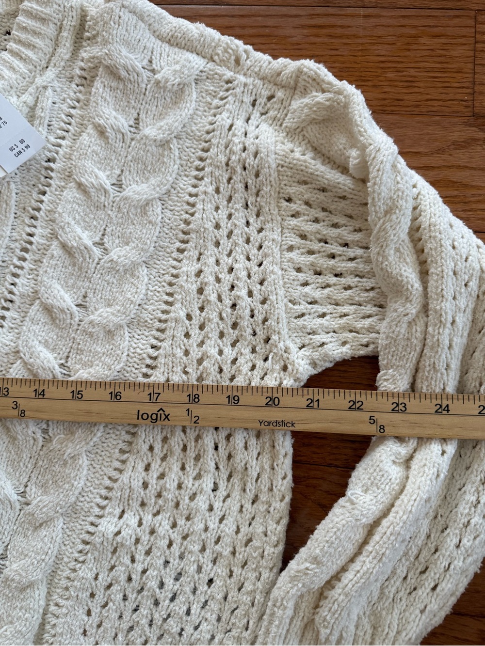Abercrombie Fitch NWT Sz Small Textural Stitch Cable Crew Knit Sweater Cream - Picture 5 of 7